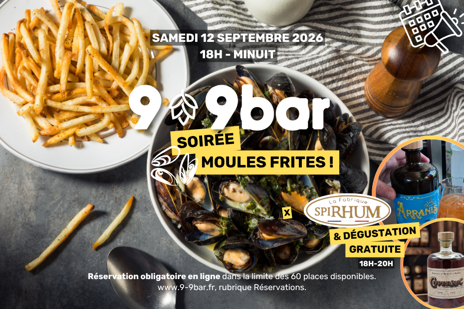 soirée moules frites au 9-9bar oignies samedi 12 septembre 2026