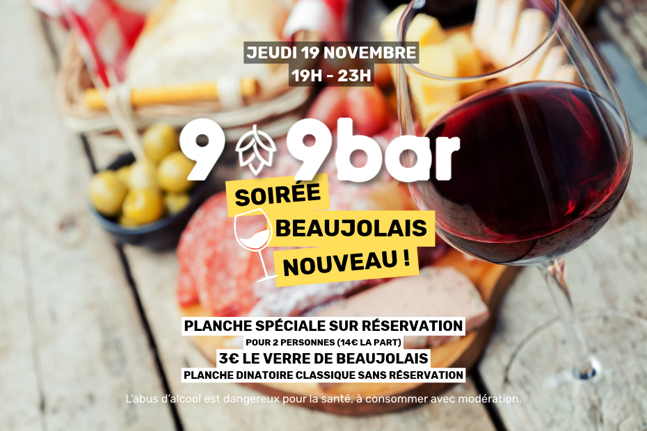 soirée beaujolais nouveau 9-9bar oignies jeudi 19 novembre